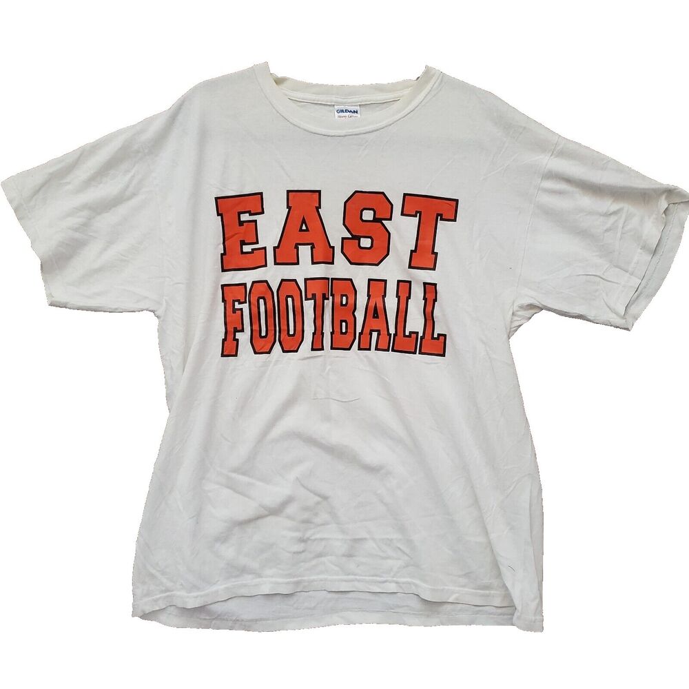 East Football T-Shirt Men's Size L Large White Short Sleeve Athletic Team Tee